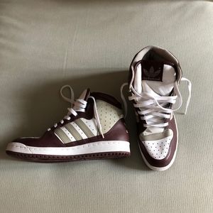 Rare Vintage Adidas High Tops Brown,Tan,White Sz11